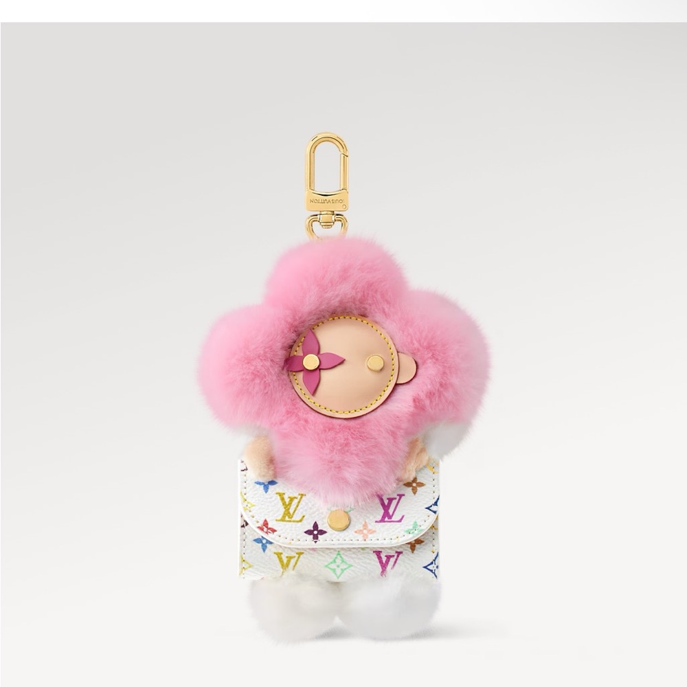 *Sold* Louis Vuitton Pink and White Murakami LV x TM Vivienne Cuddle bag charm